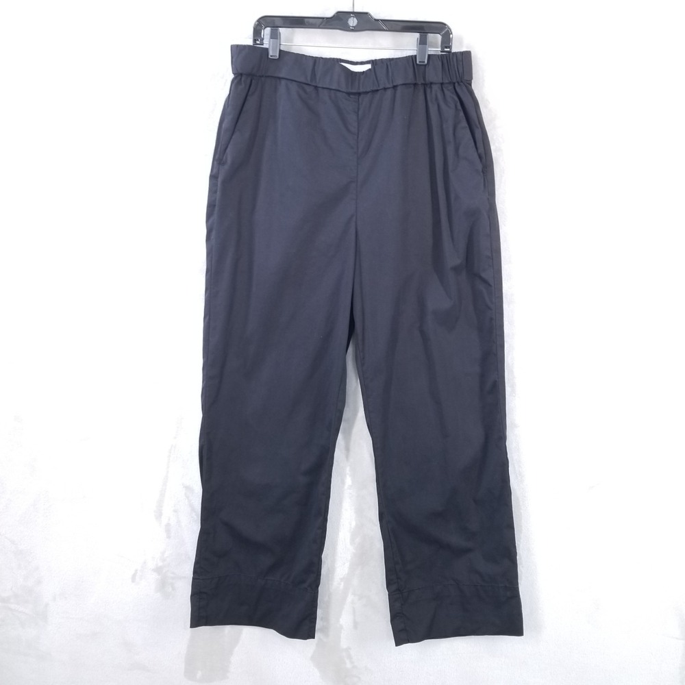 Everlane The Easy Pant Women 16 Black Pull On Elastic Waist Straight Leg Cotton